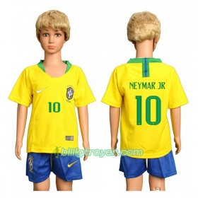 Billige Fotballdrakter Brasil Neymar Jr 10 Barn VM 2018 Hjemmedraktsett